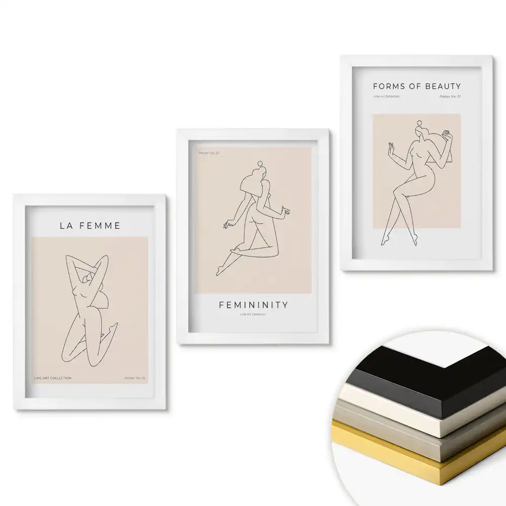 Set de tablouri pentru living Frumusețe feminină în stil minimalist