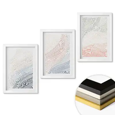 Set 3 tablouri dormitor Valuri abstracte în culori delicate