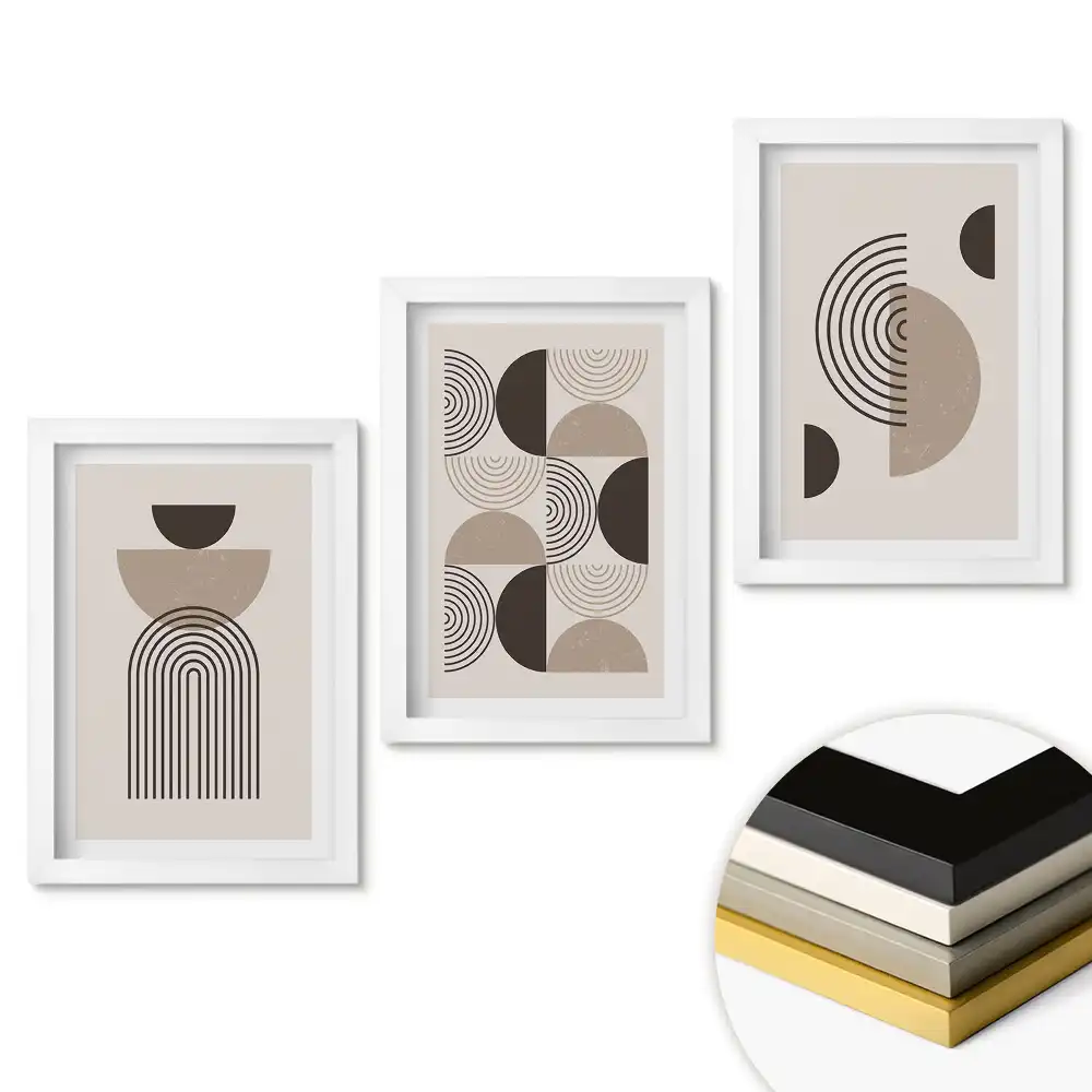 Set tablouri living Forme abstracte într-un stil minimalist