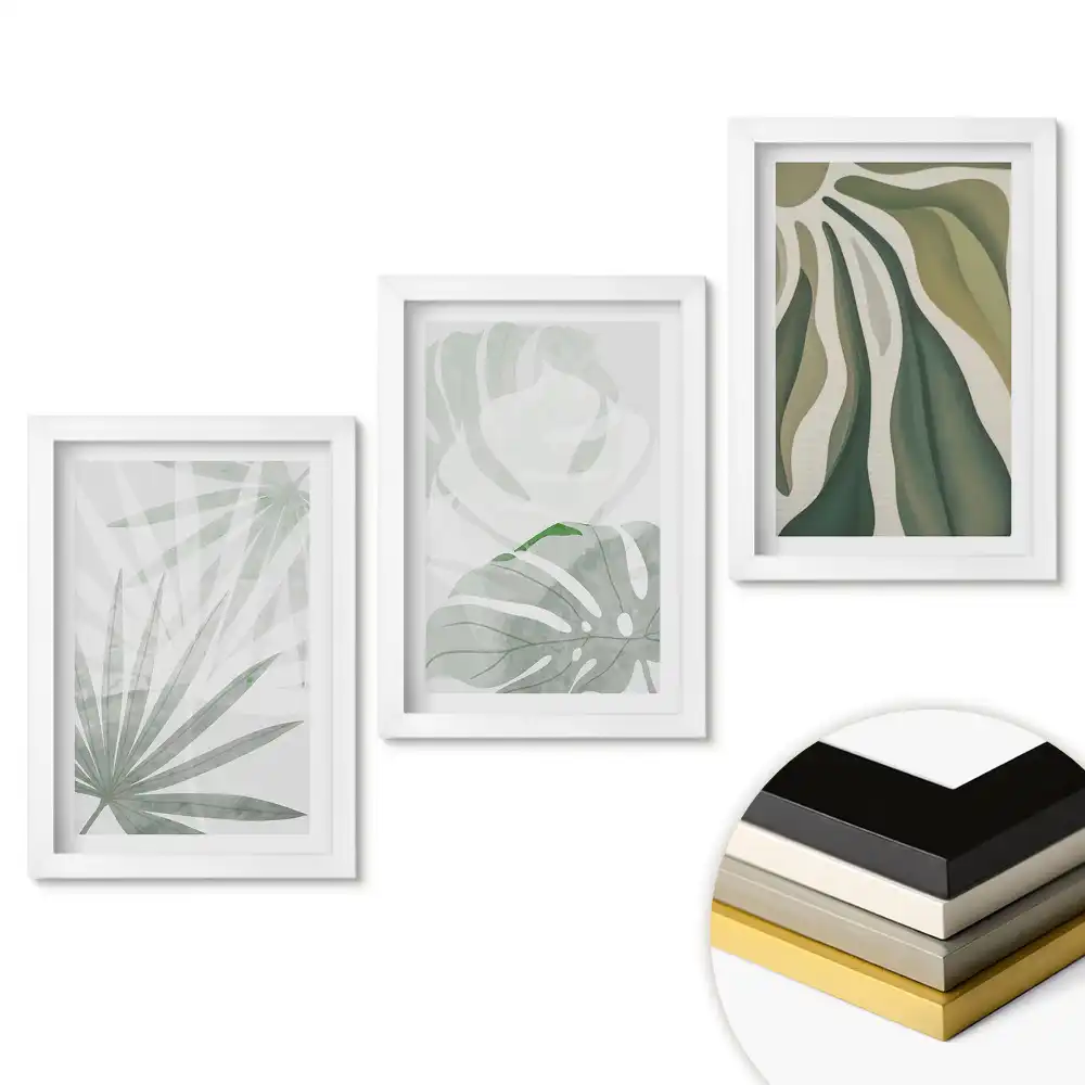 Set 3 tablouri dormitor Inspirații vegetale în nuanțe delicate