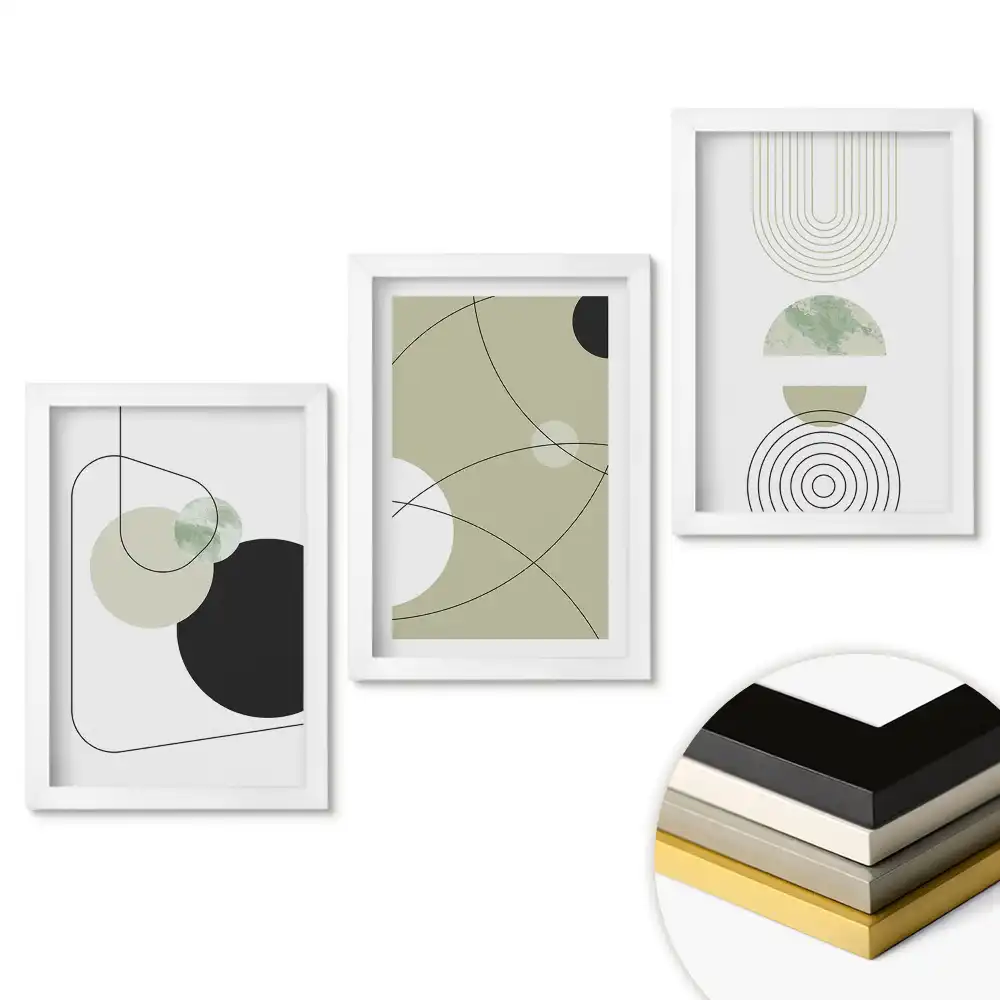 Set tablouri living Forme abstracte în culori discrete