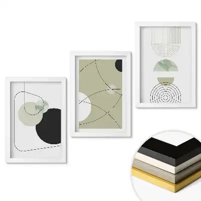 Set de tablouri pentru living cu forme abstracte în culori discrete