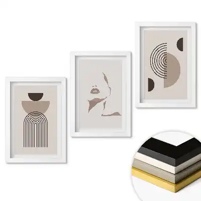 Set de tablouri pentru living cu forme abstracte în culori discrete