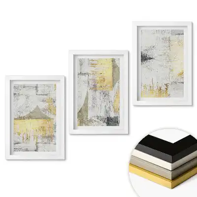 Set tablouri living Compoziții abstracte în nuanțe de auriu
