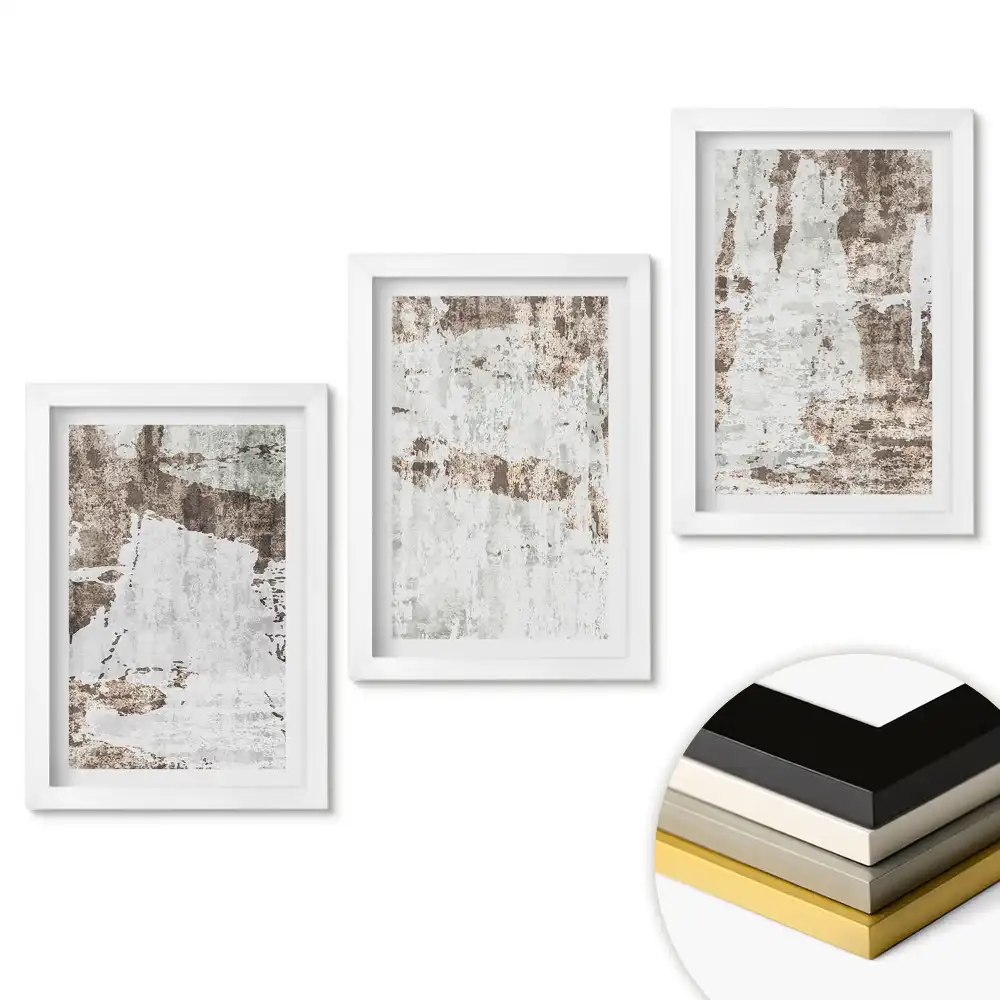 Set de tablouri pentru living cu compoziții abstracte în culori neutre