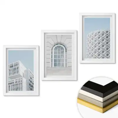 Set de 3 tablouri pentru dormitor cu arhitectură modernă în stil minimalist