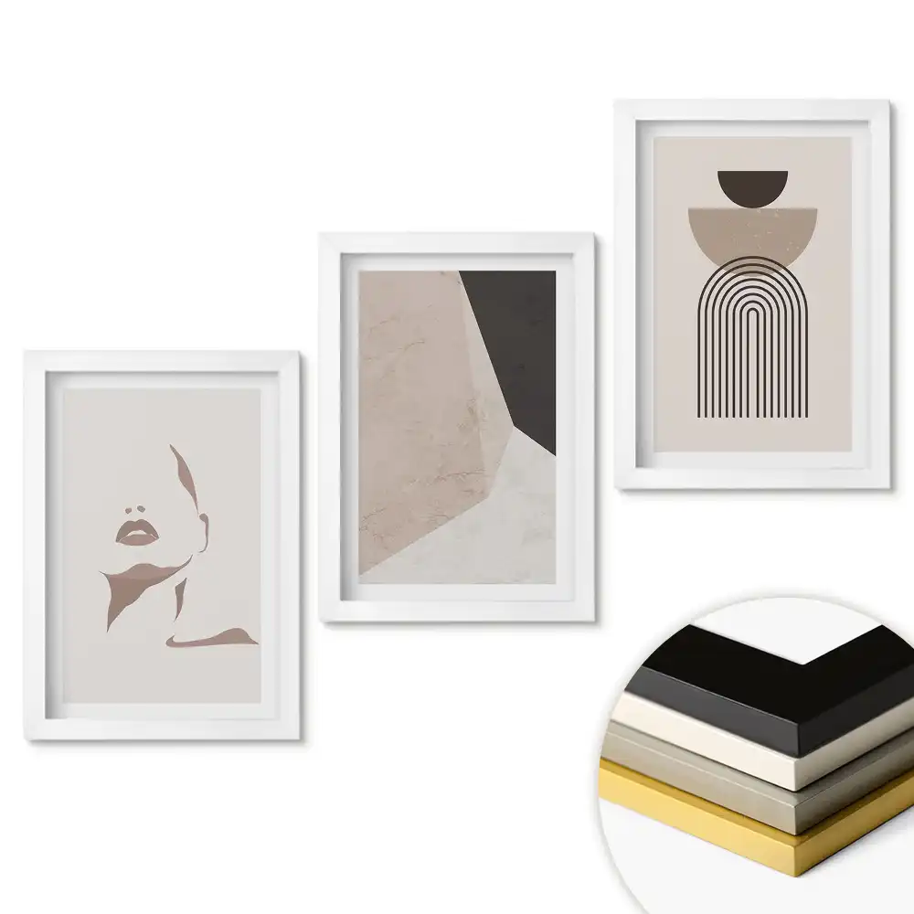 Set tablouri living Forme abstracte și linii minimaliste