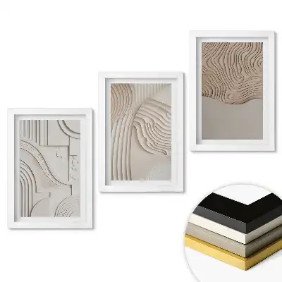 Set 3 tablouri dormitor Forme și texturi abstracte în relief