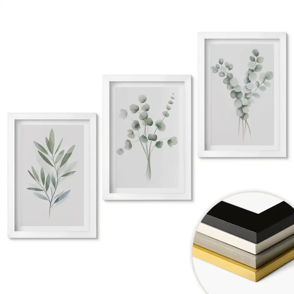 Set de tablouri pentru living cu accente verzi în stil minimalist