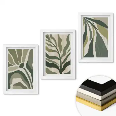 Set 3 tablouri pentru dormitor Armonia verde în arta abstractă