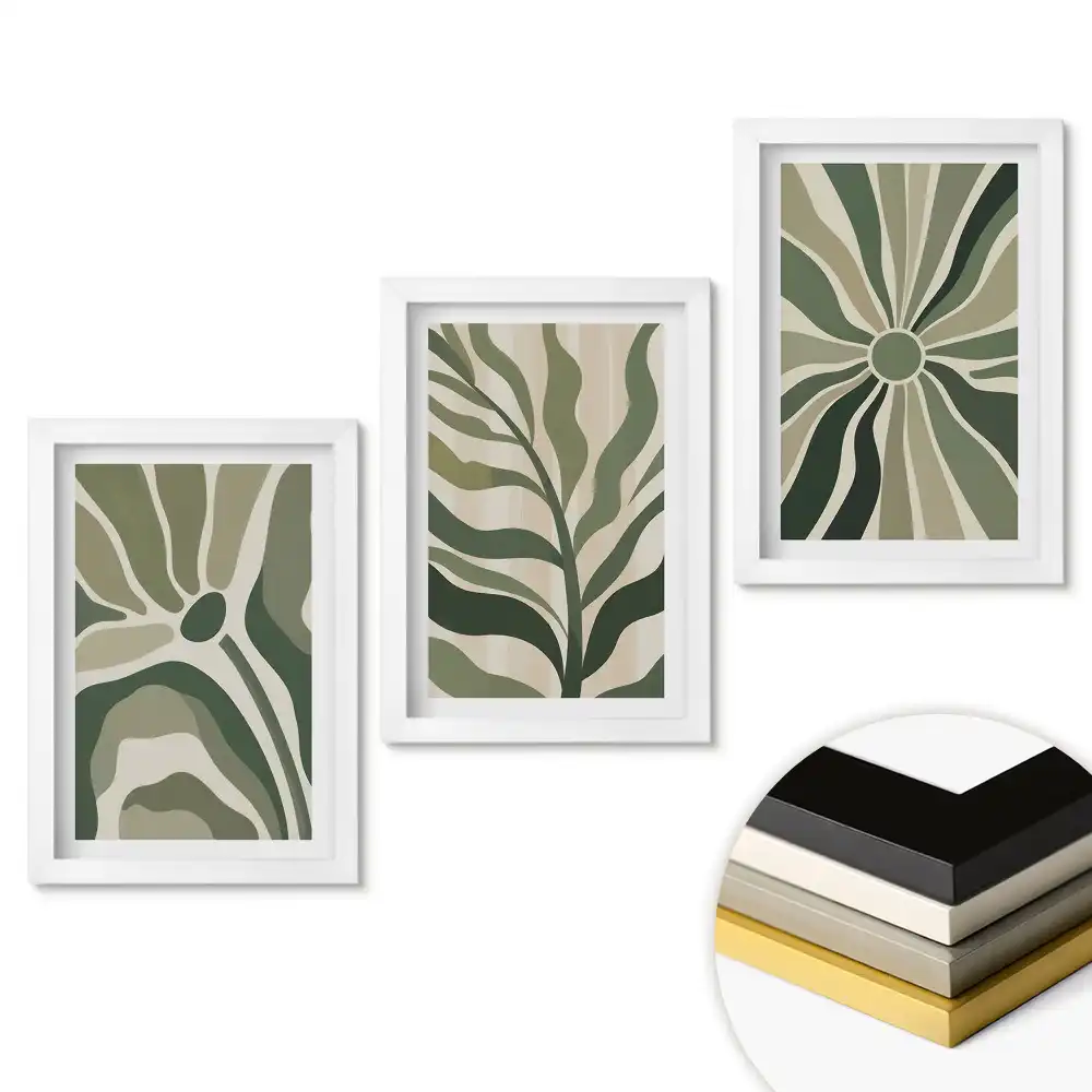 Set de tablouri pentru living Inspirații verzi din natură în artă