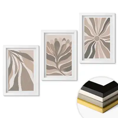 Set 3 tablouri dormitor Compoziții abstracte în culori discrete