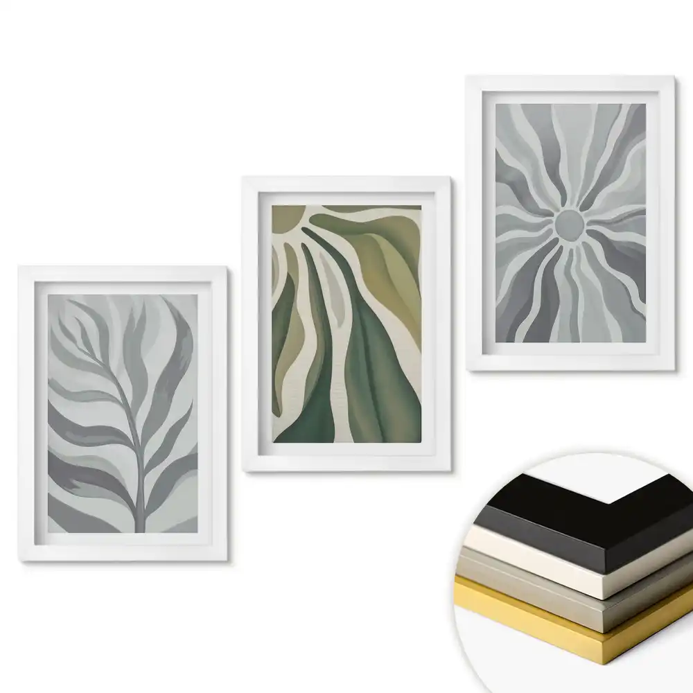 Set de tablouri pentru living cu motive botanice în stil minimalist