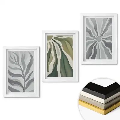 Set de tablouri pentru living cu motive botanice în stil minimalist