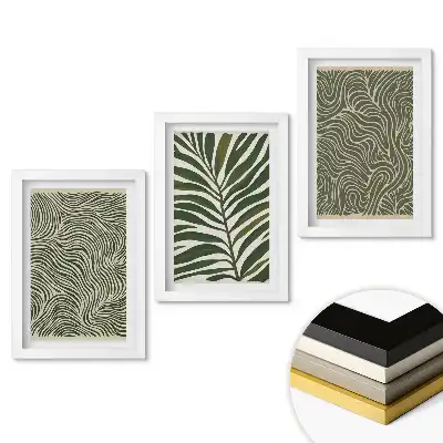 Set 3 tablouri pentru dormitor cu modele botanice verzi