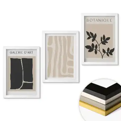 Set de 3 tablouri pentru dormitor cu compoziții abstracte în culori neutre