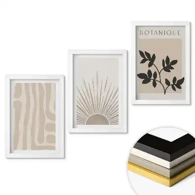 Set 3 tablouri dormitor Grafică elegantă în culori neutre