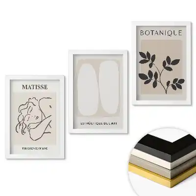 Set 3 tablouri pentru dormitor cu design grafic minimalist