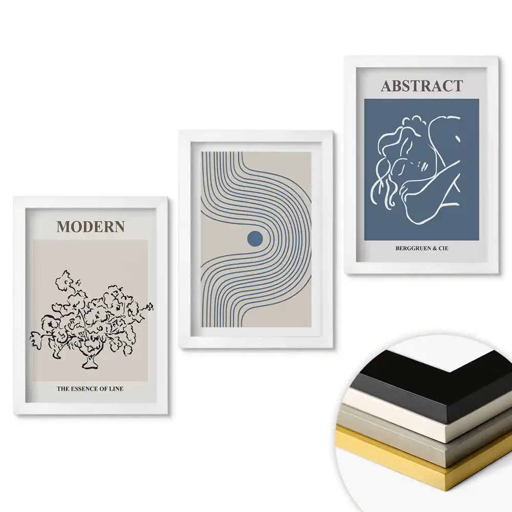 Set 3 tablouri pentru dormitor cu artă modernă și abstractă