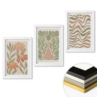 Set de tablouri pentru living cu design floral modern