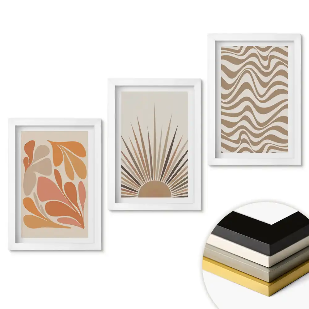 Set tablouri living Abstracțiuni moderne în nuanțe calde