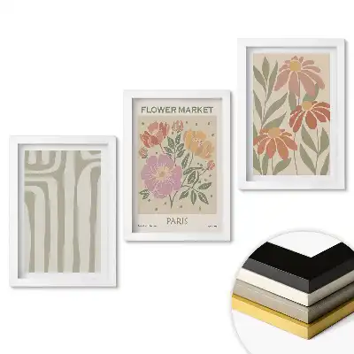 Set 3 tablouri dormitor Inspirații florale din Paris