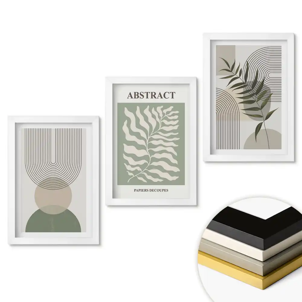 Set de tablouri pentru living cu compoziții abstracte în culori delicate