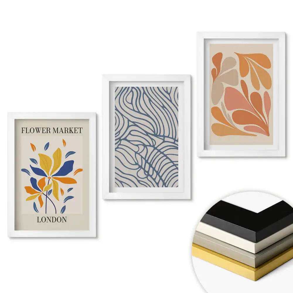 Set de tablouri pentru living cu motive florale în stil modern