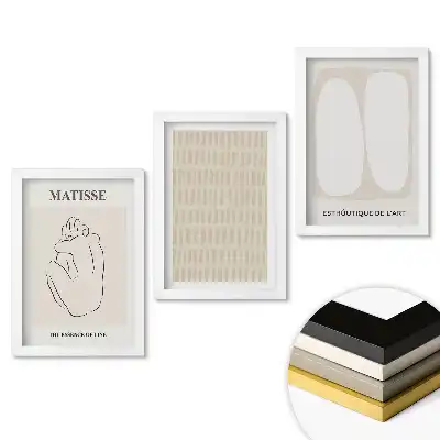 Set de tablouri pentru living cu grafică minimalistă inspirată din artă