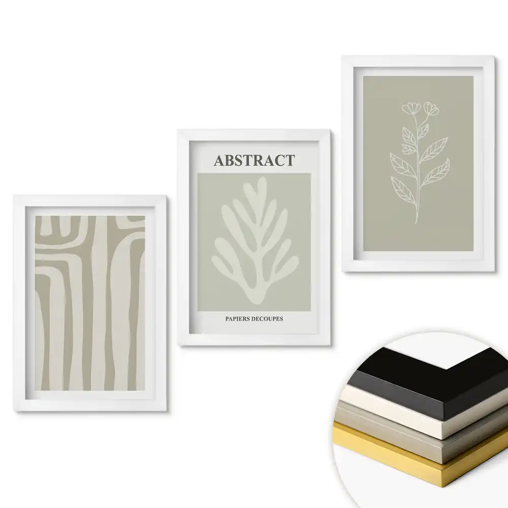 Set de 3 tablouri pentru dormitor cu modele abstracte în culori discrete