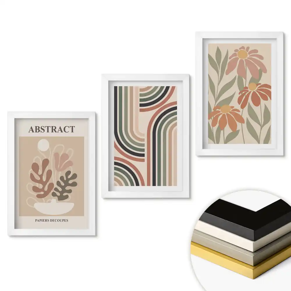 Set tablouri living Compoziții abstracte în culori pastelate