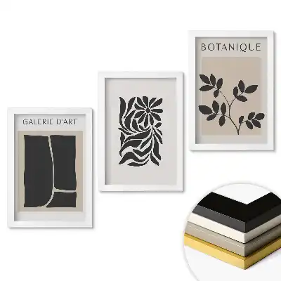 Set 3 tablouri dormitor Grafică modernă cu motive vegetale