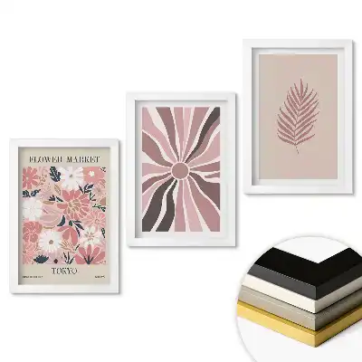 Set tablouri living Piața de flori în nuanțe pastelate