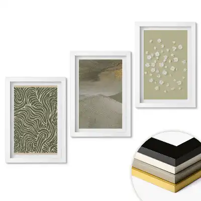 Set de 3 tablouri pentru dormitor cu modele abstracte în culori delicate