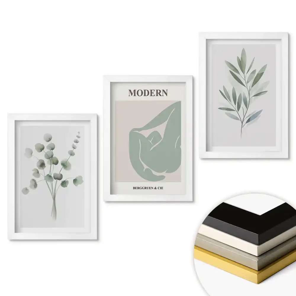 Set tablouri living Grafică elegantă a plantelor în pasteluri