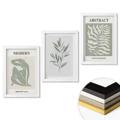 Set 3 tablouri dormitor Grafică modernă cu motive vegetale