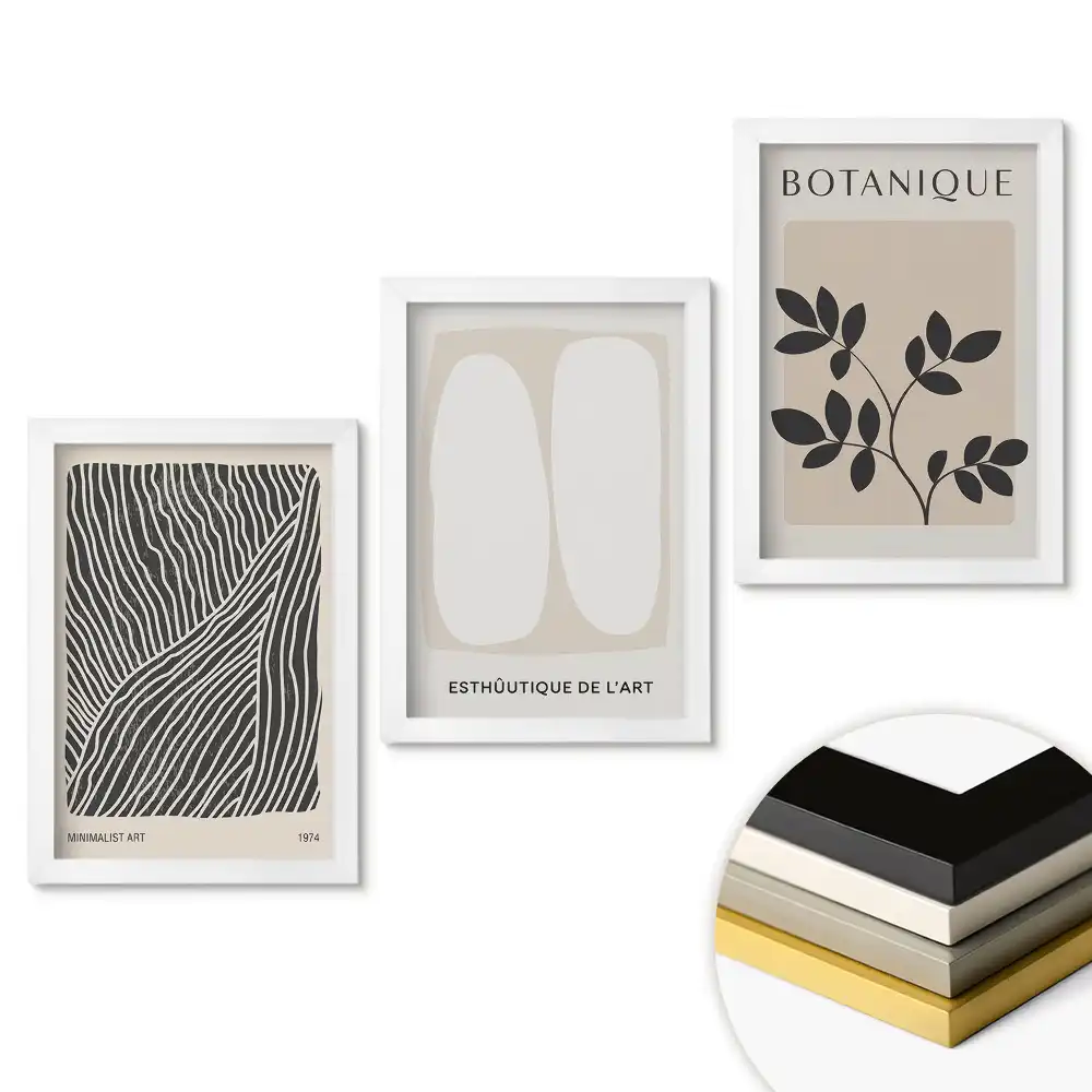 Set de tablouri pentru living cu grafică modernă în stil minimalist