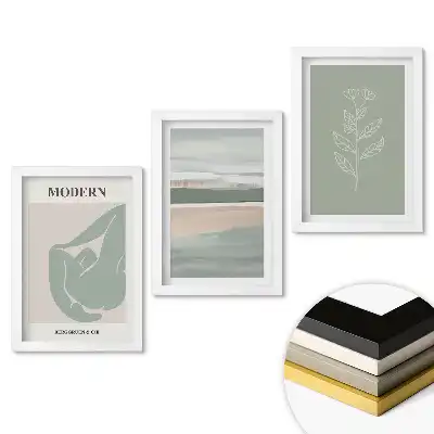 Set 3 tablouri dormitor Grafică modernă în culori delicate
