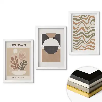 Set 3 tablouri dormitor Compoziții abstracte în culori discrete