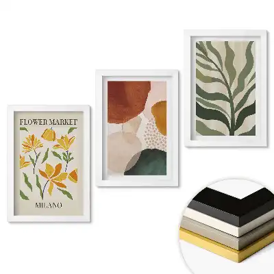 Set tablouri living Piața de flori și modele abstracte