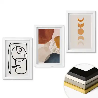 Set tablouri living Compoziții abstracte în culori calde