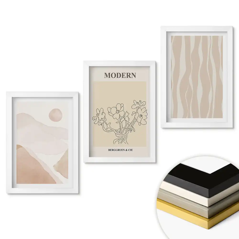 Set tablouri living Grafică modernă în culori discrete