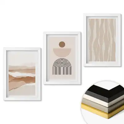 Set 3 tablouri dormitor Compoziții abstracte în nuanțe de bej
