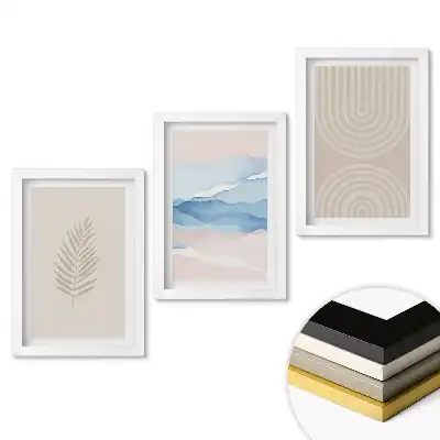 Set de tablouri pentru living cu grafică minimalistă în culori pastelate