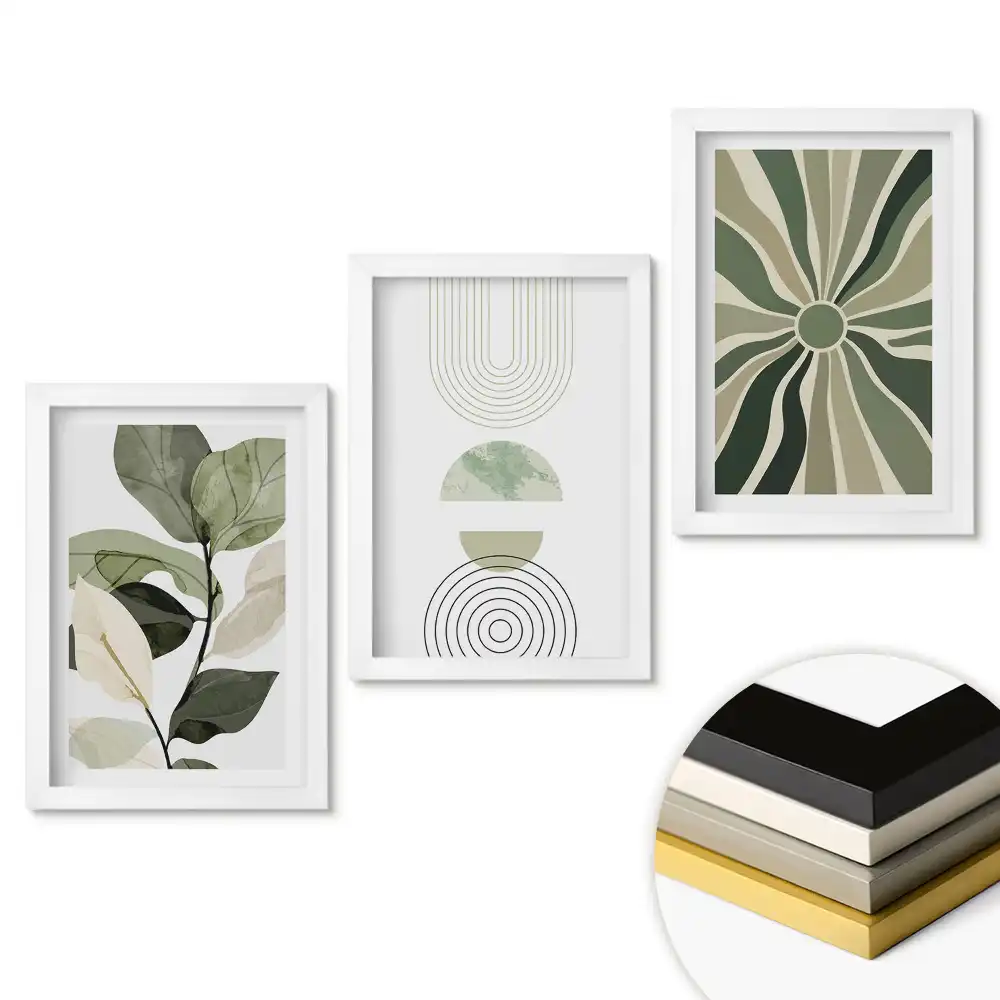 Set de tablouri pentru living Inspirații verzi în stil minimalist
