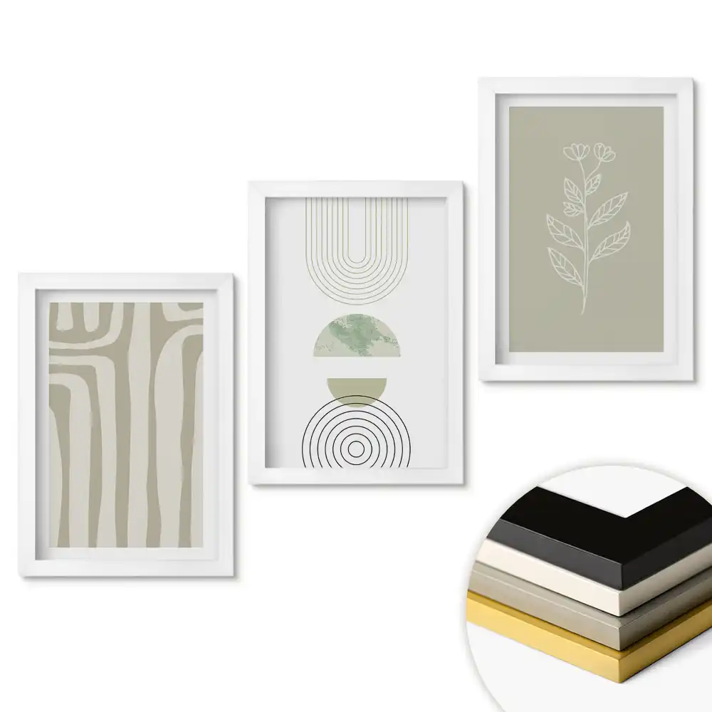 Set 3 tablouri pentru dormitor cu motive abstracte în culori discrete