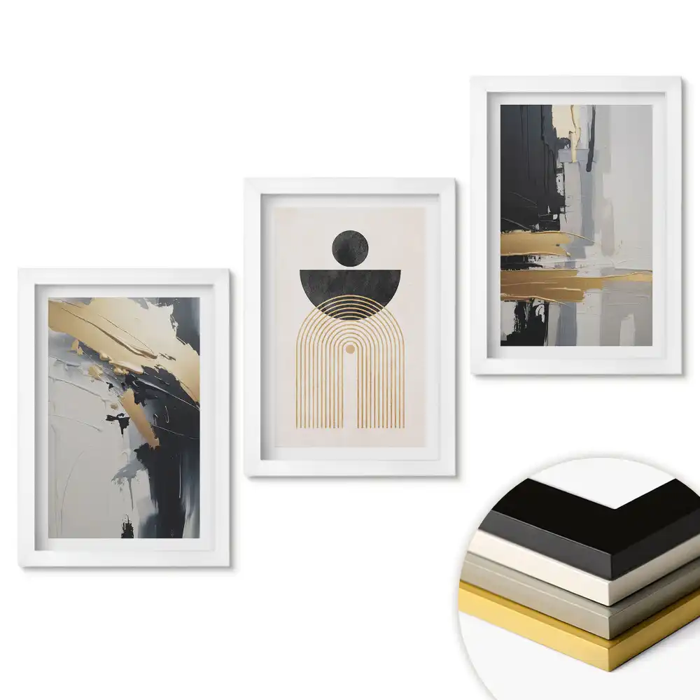 Set tablouri living Compoziții abstracte în culori discrete