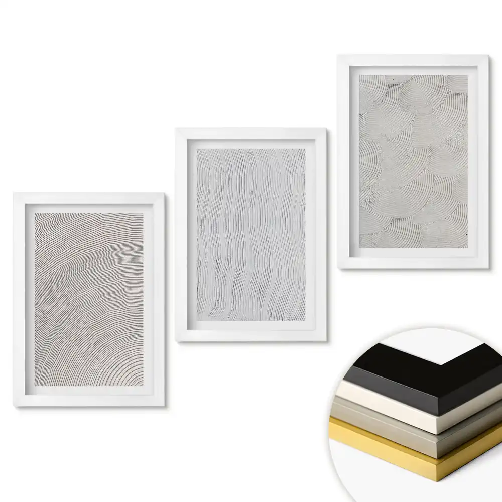 Set tablouri pentru living cu modele abstracte de linii și texturi