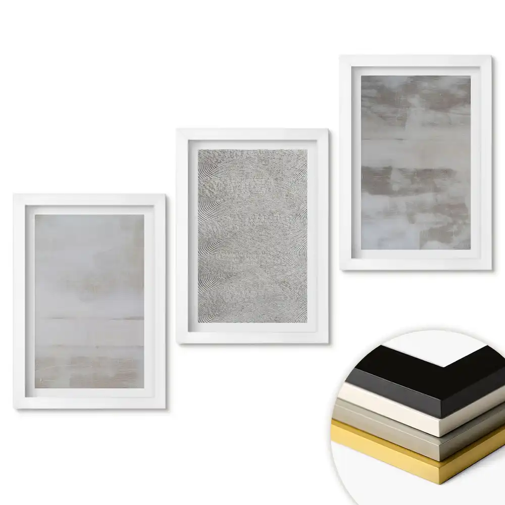 Set 3 tablouri pentru dormitor cu compoziții abstracte în culori discrete