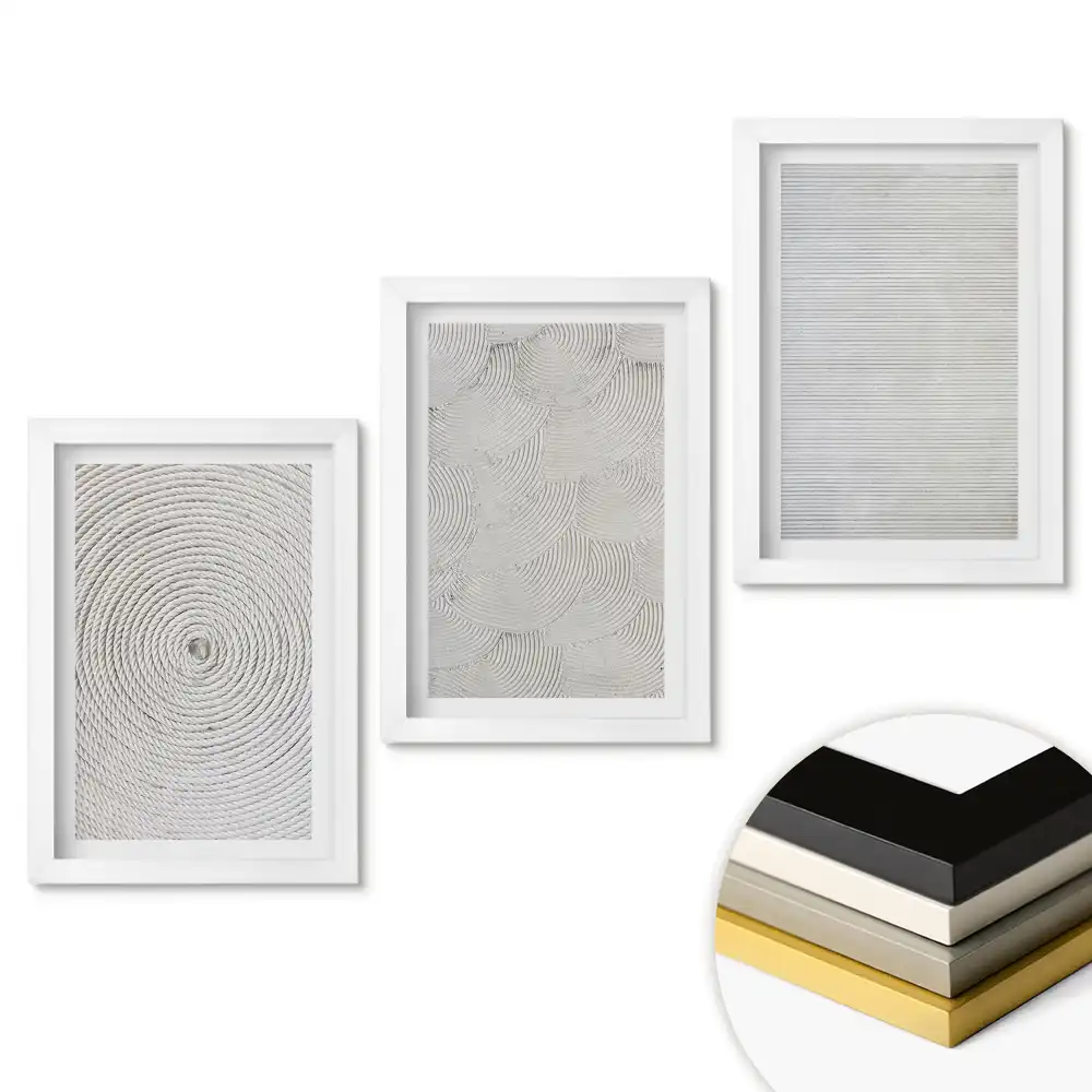 Set tablouri pentru living cu modele abstracte în nuanțe monocromatice